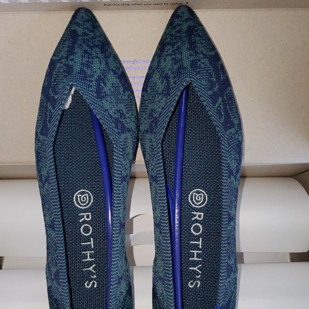 Rothy's Emerald Blue Snake Points Size 9.5